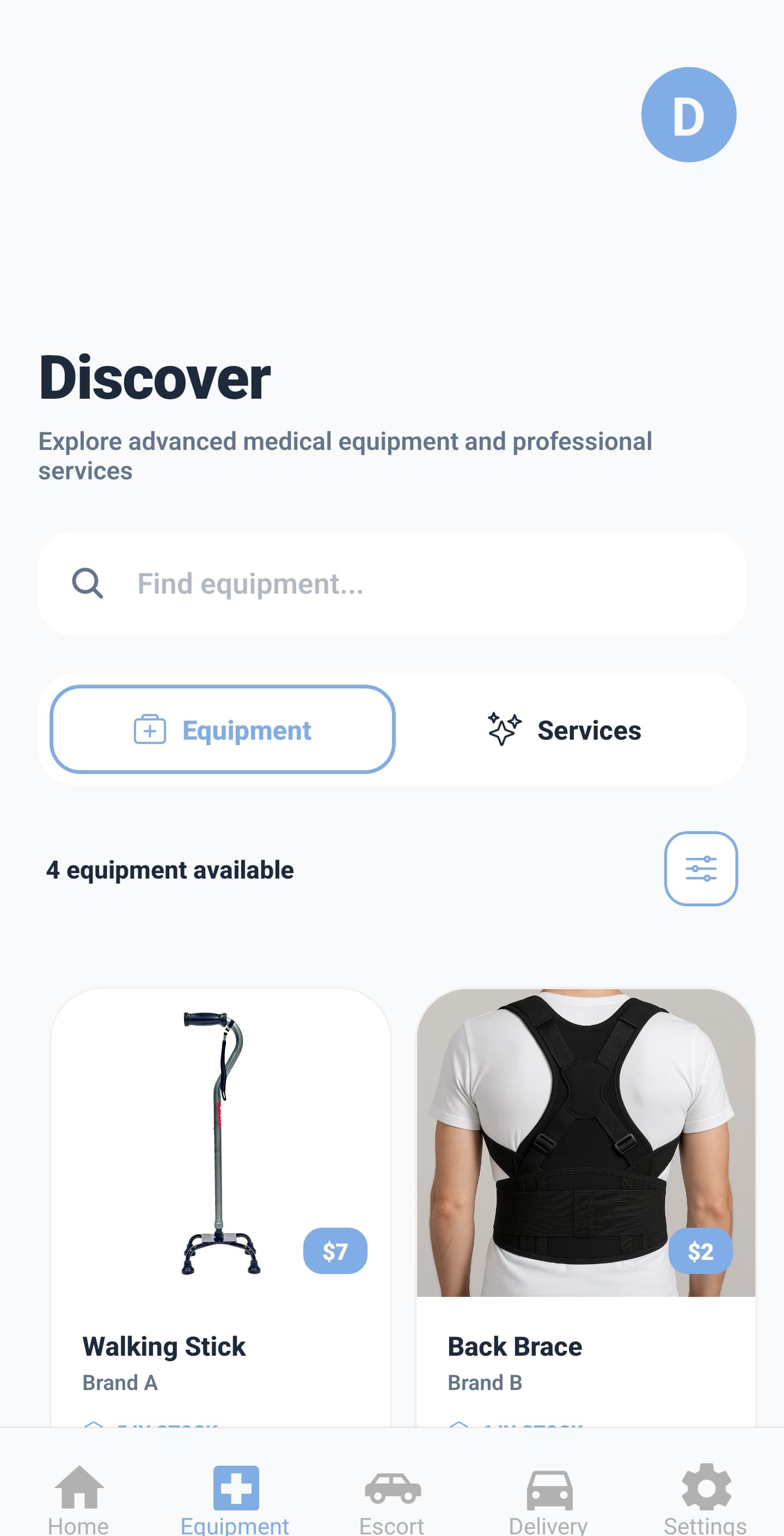 Equipment Screen